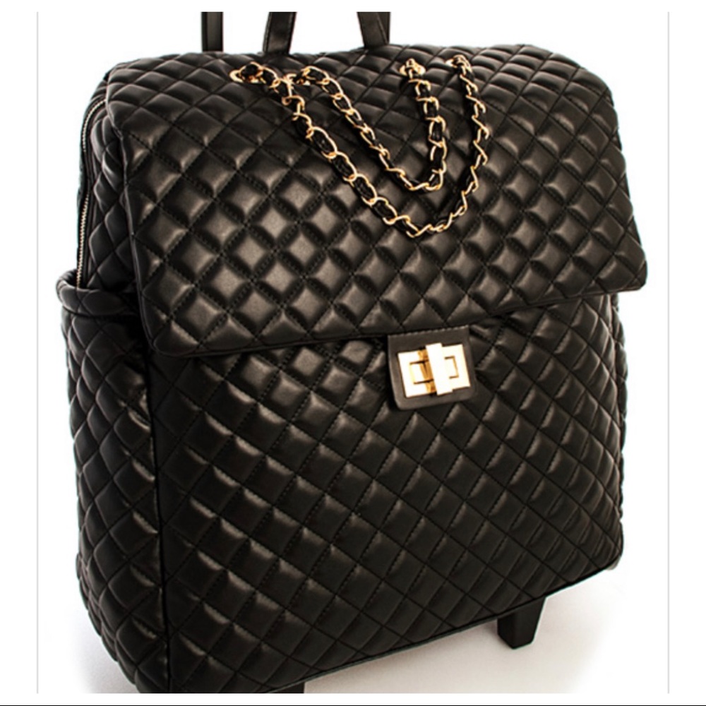 BACK IN STOCK✨✨✨Quilted Faux leather Fabulous Travel Rolling bag - Picture 3 of 12